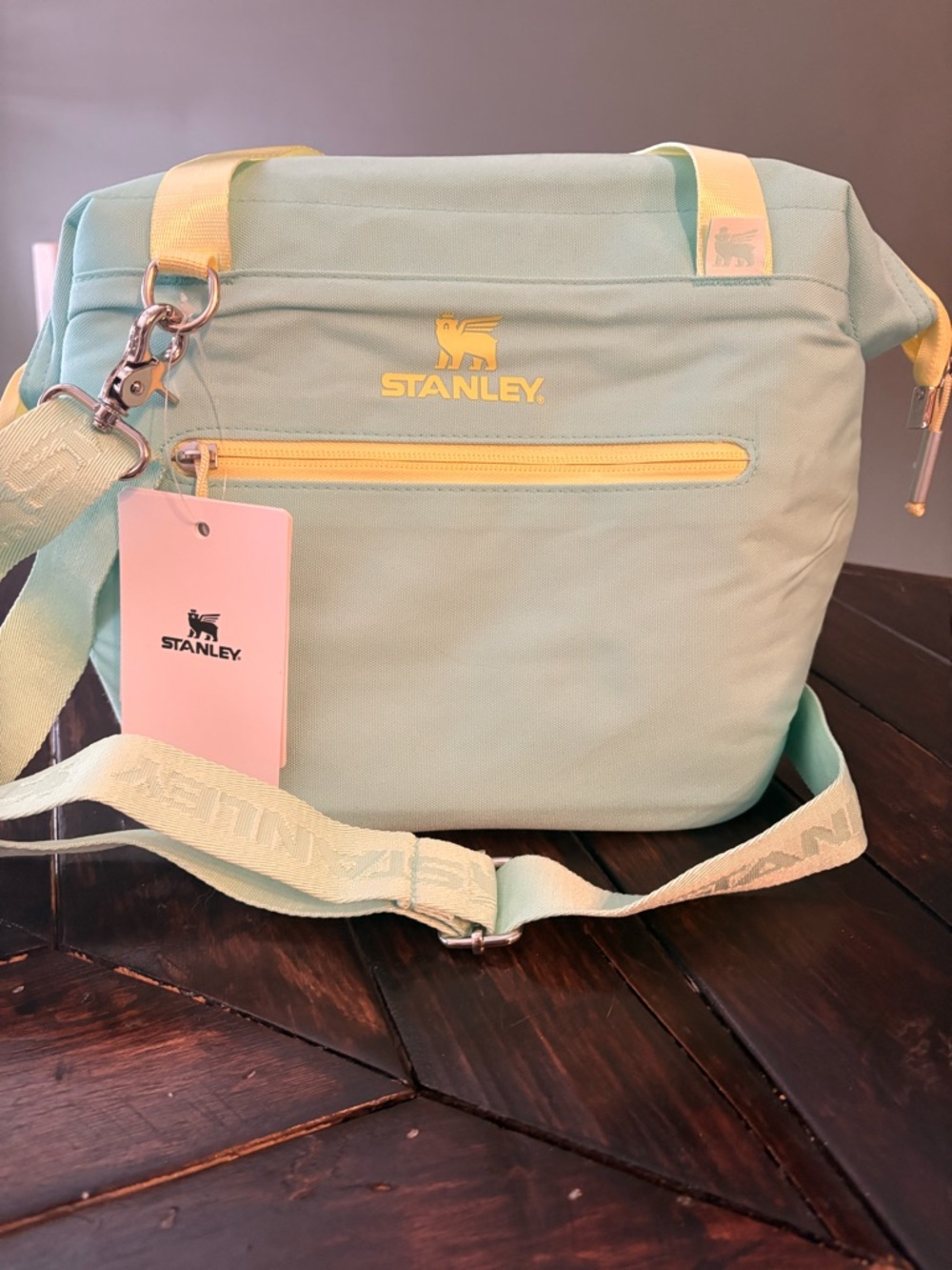 Stan Mint Green Crossbody Lunch Bag with Yellow Accent